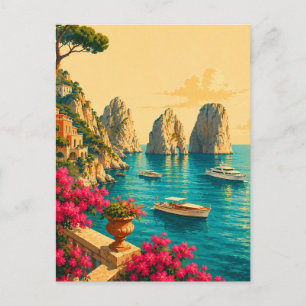 Cartão Postal Cápri Itália Viagem Vintage Faraglioni Stacks do M