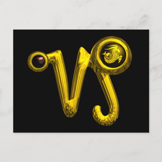 Cartão Postal CAPRICORN ZODIAC BIRTHDAY JEWEL, Black Onyx (Frente)