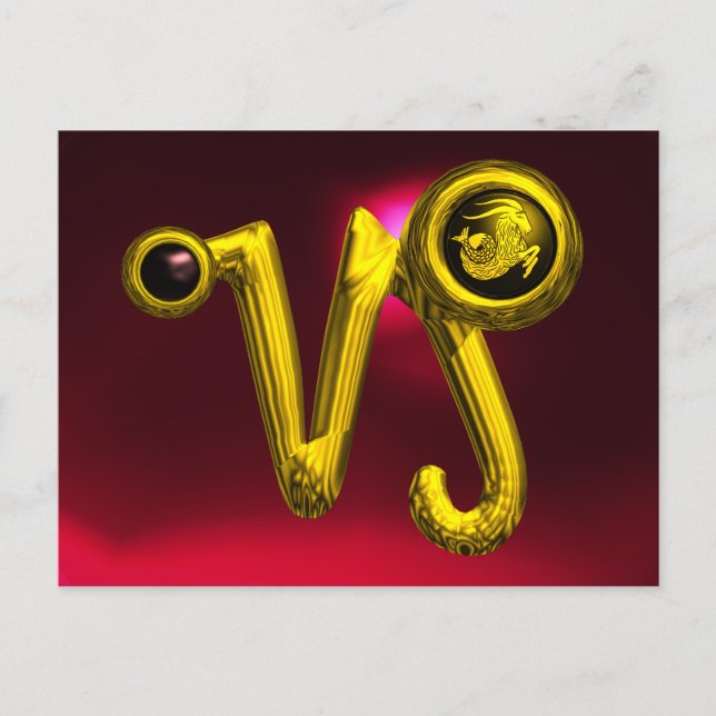 Cartão Postal CAPRICORN ZODIAC BIRTHDAY JEWEL, Ruby Vermelho (Frente)