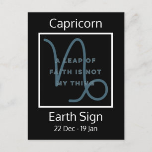 Cartão Postal Capricórnio Zodiac - Sinal de citação em Azul e Br