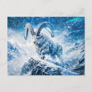 Cartão Postal Capricórnio Zodíaco como Carneiro Majestoso sob o 