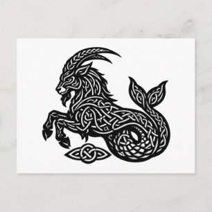 Cartão Postal Capricórnio — Zodíaco de Tinta Assombrada Cabra‑Pe