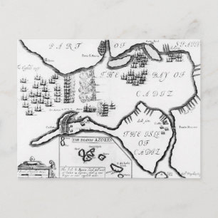 Cartão Postal Captura de Cádis em 1596 (Engrave)