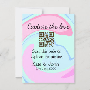 Cartão Postal Capturar a combinação azul-rosa do marble add QR s