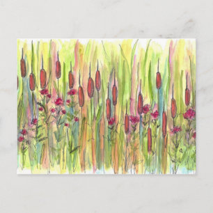 Cartão Postal Capturas Flores Selvagens Desenho Por Vias Aquáti