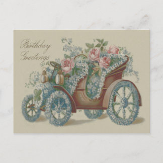 Cartão Postal Car Rose Não Me Esqueças Floral Flores