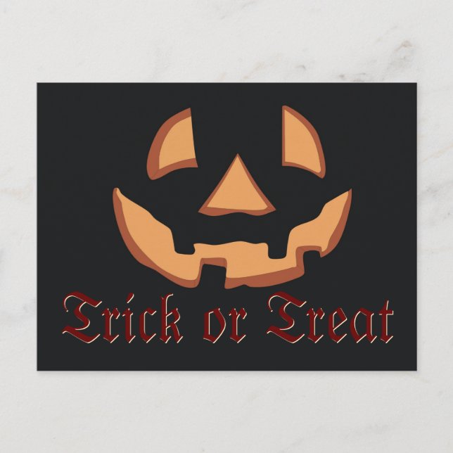 Cartão Postal Cara de abóbora para o Dia das Bruxas (Frente)