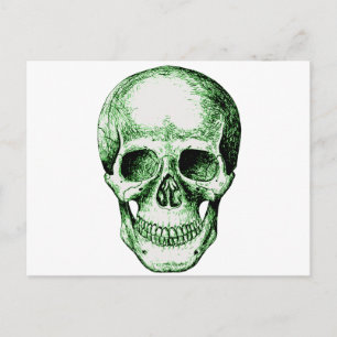 Cartão Postal Cara de crânio humano verde
