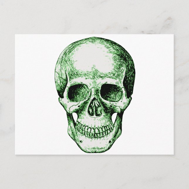 Cartão Postal Cara de crânio humano verde (Frente)