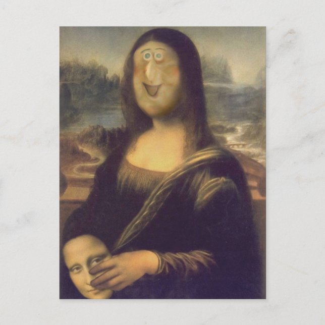 Cartão Postal Cara Engraçada da Mona Lisa (Frente)