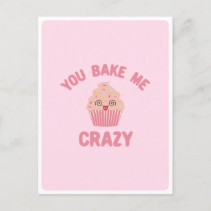 Cartão Postal Cara Kawaii Louca Rosto Bobalhão Muffin Comida Tro