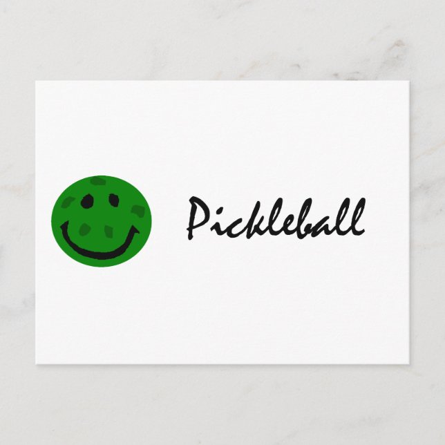 Cartão Postal Cara verde engraçada de Pickleball (Frente)