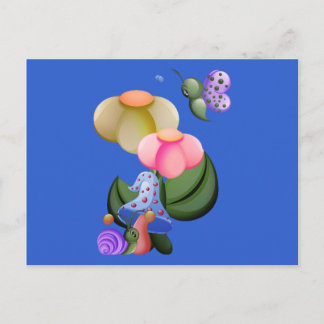 Cartão Postal Caracol & borboleta pequeninos da vista