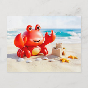 Cartão Postal Caranguejo Cute 3D do Zodíaco Câncer