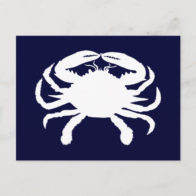 Cartão Postal Caranguejo em Forma Azul e Branco (Frente)