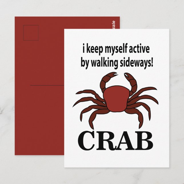 Cartão Postal Caranguejo Eu Me Mantenho Ativo Caminhando Para O  (Frente/Verso)