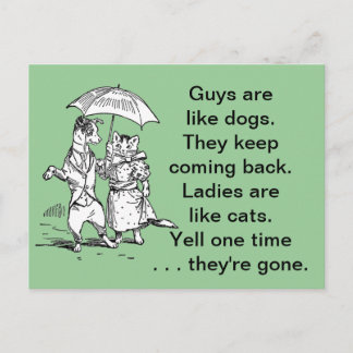 Cartão Postal Caras Como Cachorros - Gatos Como O Humor Das Mulh