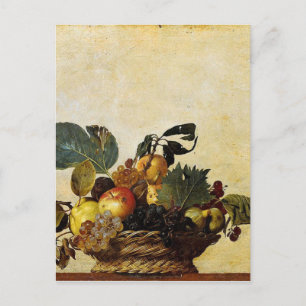 Cartão Postal Caravaggio - Cesta de Fruta - Trabalho de arte clá