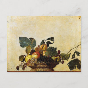 Cartão Postal Caravaggio - Cesta de Fruta - Trabalho de arte clá