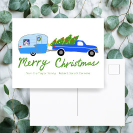 Cartão Postal Caravana de Natal Encantadora Trailer Vintage RV R