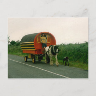 Cartão Postal Caravana desenhada por cavalos, Co. Kerry, Irlanda