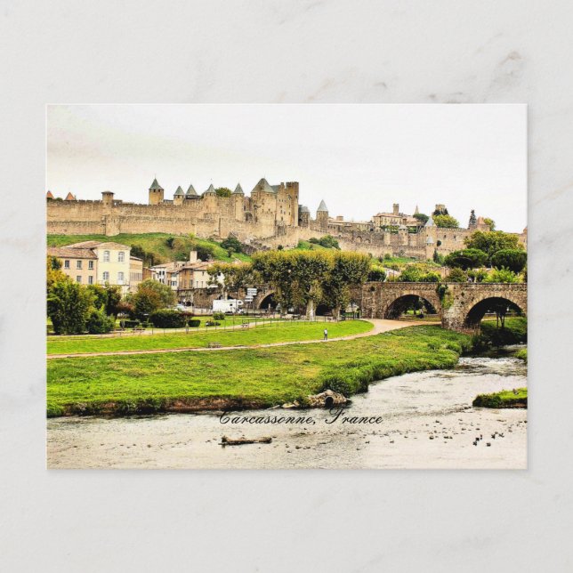 Cartão Postal Carcassonne, fotografia cênica da França (Frente)
