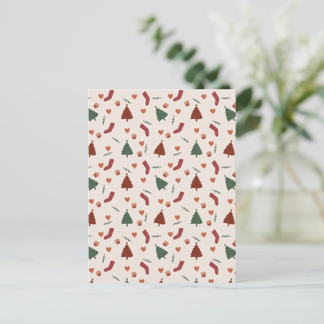 Cartão Postal Card (10,8 x 14,2 cm) - Christmas Pattern (Em pé/Frente)