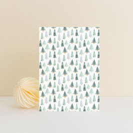 Cartão Postal Card (10,8 x 14,2 cm) - Christmas Trees Pattern