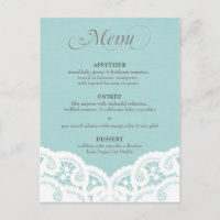 Cardápio de Casamento Renda Azul Toalhinha