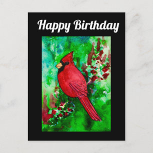 Cartão Postal Cardeal do Norte Bonito Feliz Aniversário
