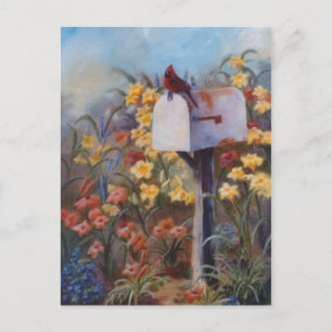 Cartão Postal Cardeal Esperando pelo correio