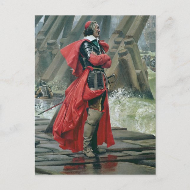 Cartão Postal Cardeal Richelieu no muro do mar em La (Frente)