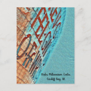 Cartão Postal Cardiff Wales Millennium Center Celtic Text Arty