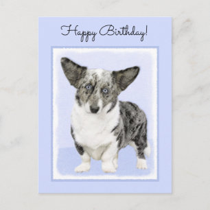 Cartão Postal Cardigan Welsh Corgi - Pintura Original para Cacho