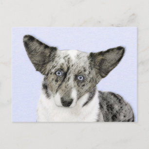 Cartão Postal Cardigan Welsh Corgi - Pintura Original para Cacho