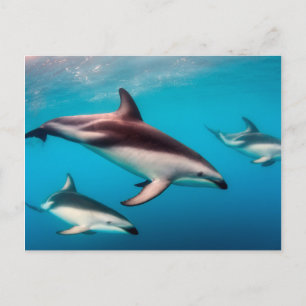 Cartão Postal Cardume de golfinhos-pretos ao largo de Kaikoura