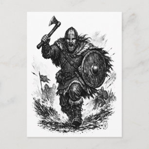 Cartão Postal Carga do Guerreiro Viking – Batalha de Tinta