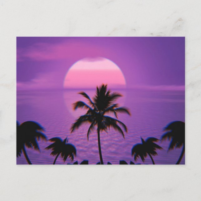 Cartão Postal Caribe Aestética Sunset Vaporwave Retro 80s 90s (Frente)