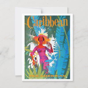 Cartão Postal Caribe da Linhas Aéreas de Viagem com Introdução