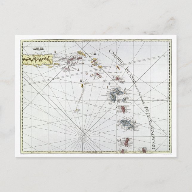 CARTÃO POSTAL CARIBE: MAP, 1775 (Frente)