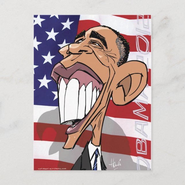 Cartão Postal Caricatura de Barack Obama (Frente)