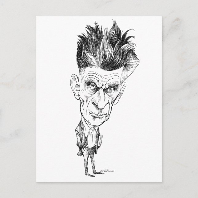 Cartão Postal Caricatura de Samuel Beckett por Edmund S Valtman (Frente)