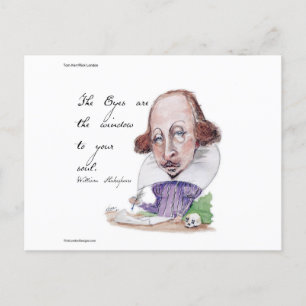 Cartão Postal Caricatura de Shakespeare & Citação de A Tempestad