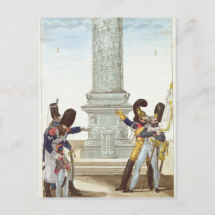 Cartão Postal caricatura de soldados na Vendome Colonne