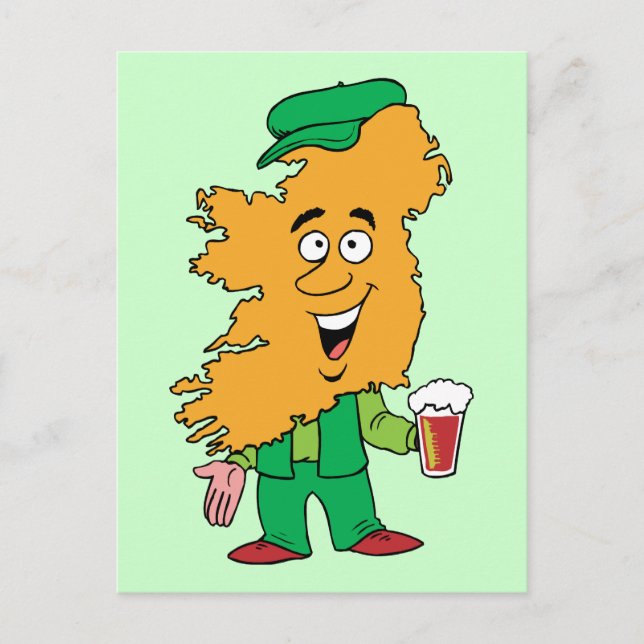 Cartão Postal Caricatura de Souvenir, Viagens vintage irlandesa (Frente)