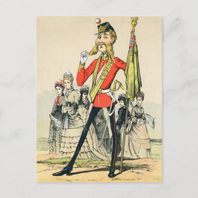 Cartão Postal Caricatura de um soldado britânico vitoriano (Frente)