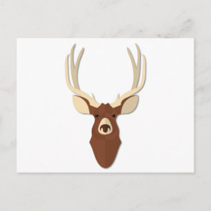 Cartão Postal Caricatura Deer Stag Head