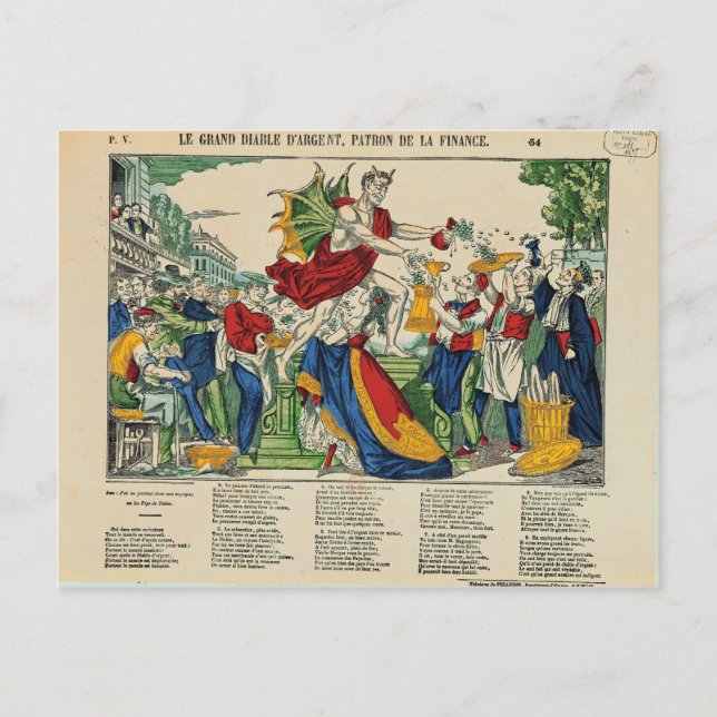 Cartão Postal Caricatura do Demônio do Dinheiro, 1860 (Frente)