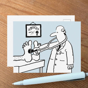 Cartão Postal Caricatura Engraçada Médico Utilizando Stethosco
