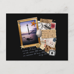 Cartão Postal Carimbo/Colagem "Tempo"